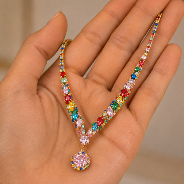 Collana con Pietre Quarzo Multicolor - Luce e Colore Indimenticabili