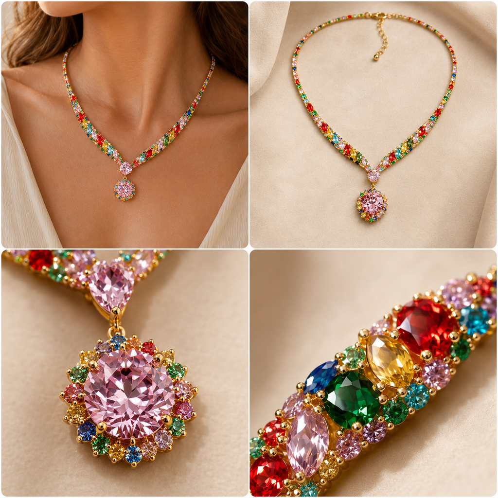 Collana con Pietre Quarzo Multicolor - Luce e Colore Indimenticabili