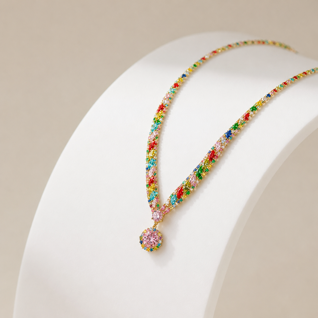 Collana con Pietre Quarzo Multicolor - Luce e Colore Indimenticabili